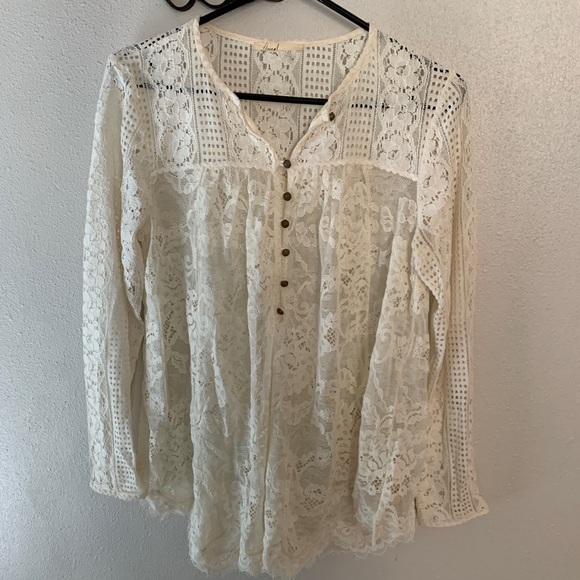Floreat for Anthropologie Ivory Lacy Tunic Swing Top 8 - Picture 12 of 12
